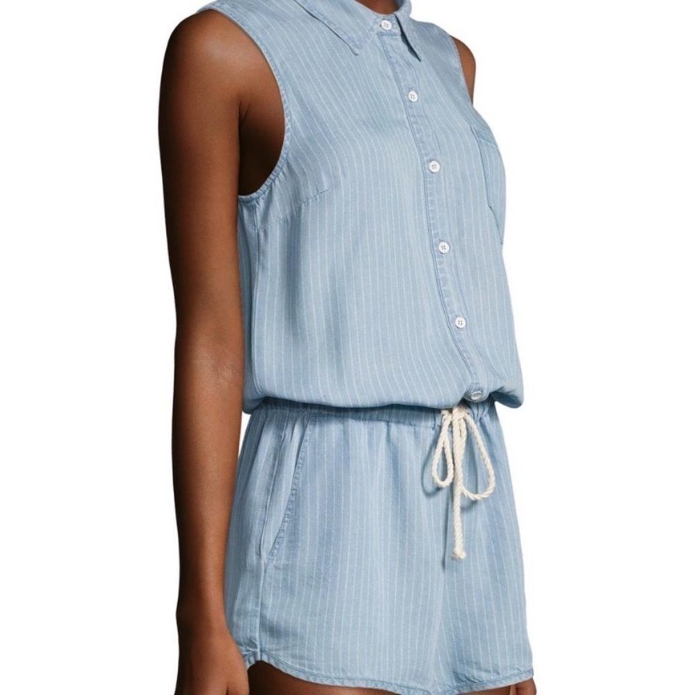 Splendid Striped Chambray Sleeveless Romper
